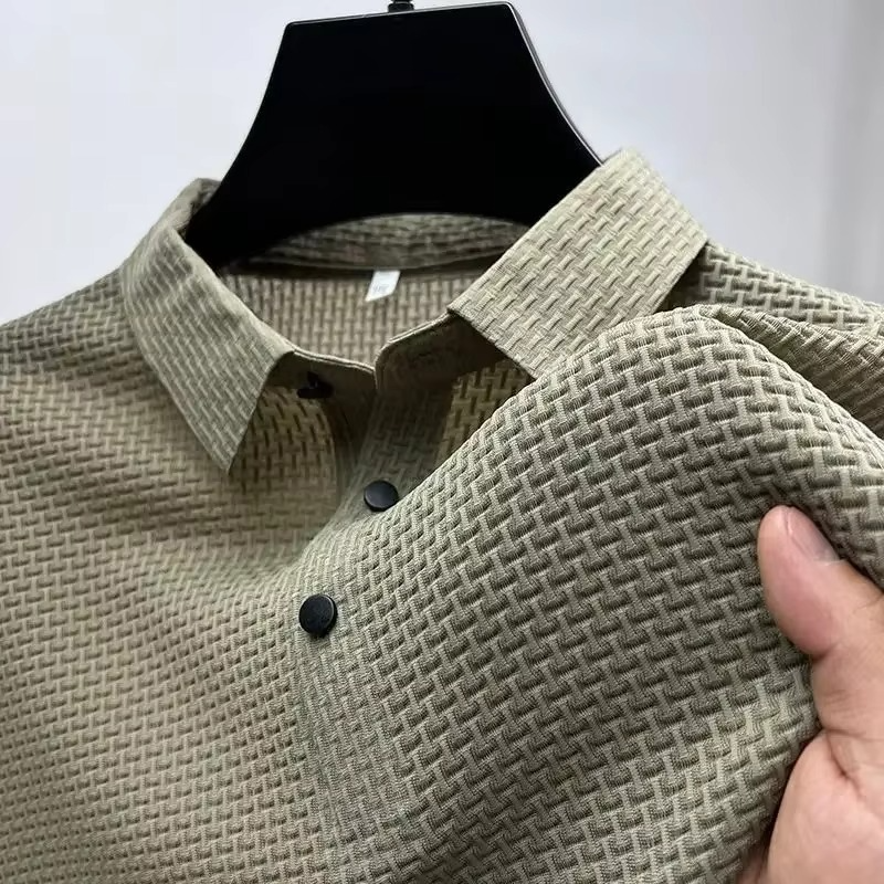 Men's Ice Silk Short Sleeve Polo Shirt Breathable Cool Comfort For Business Casual Attire