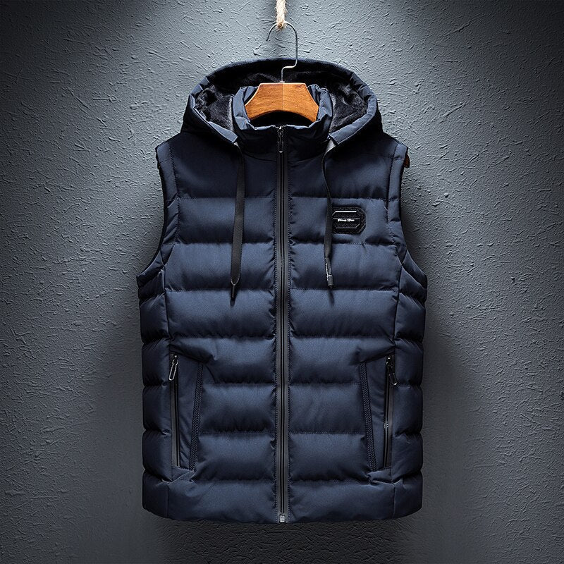 Street-wave Premium Puffer Vest With Hood For Men Warm Lightweight Winter Layer Outerwear