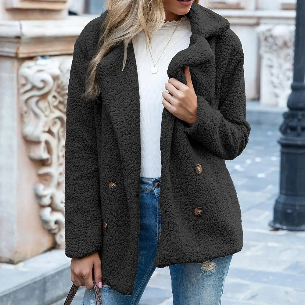 Street-wave Luxurious Teddy Coat For Women Warm Cotton Polyester Blend Cozy Winter Outerwear