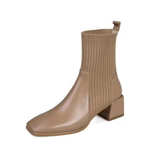 Street-wave Artic Step Sock Boots For Women Cozy Knit Ankle Boots With Ribbed Upper