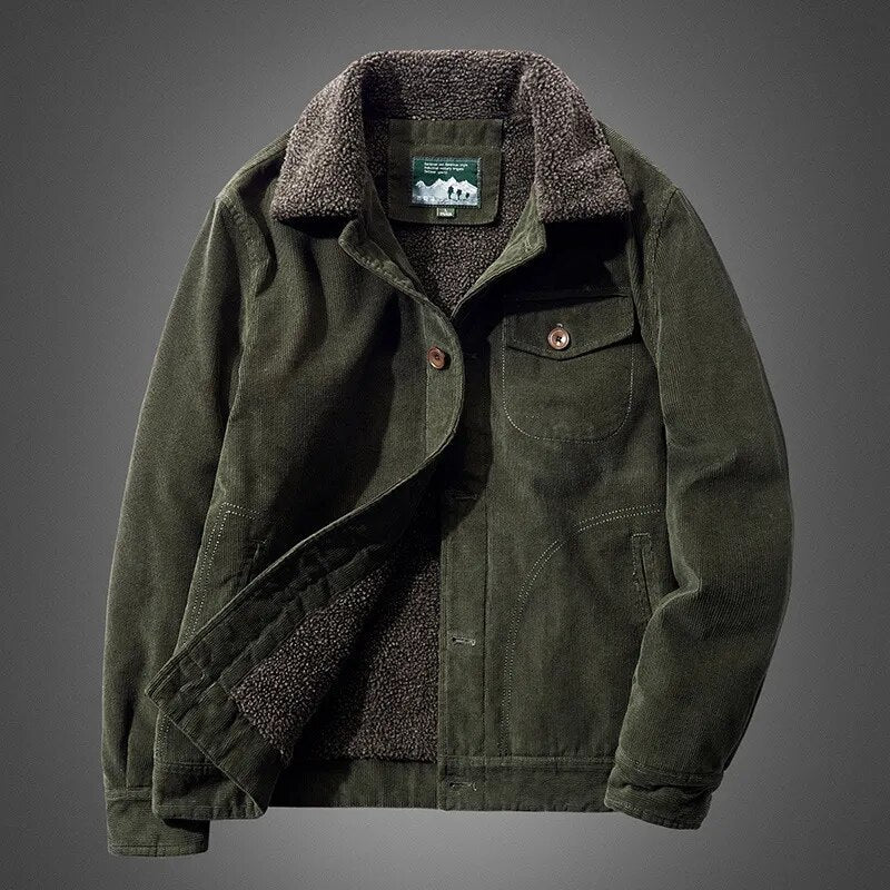Street-Wave Comfort Jacket With Sherpa Lining Corduroy Winter Coat For Cold Weather Unisex Cozy