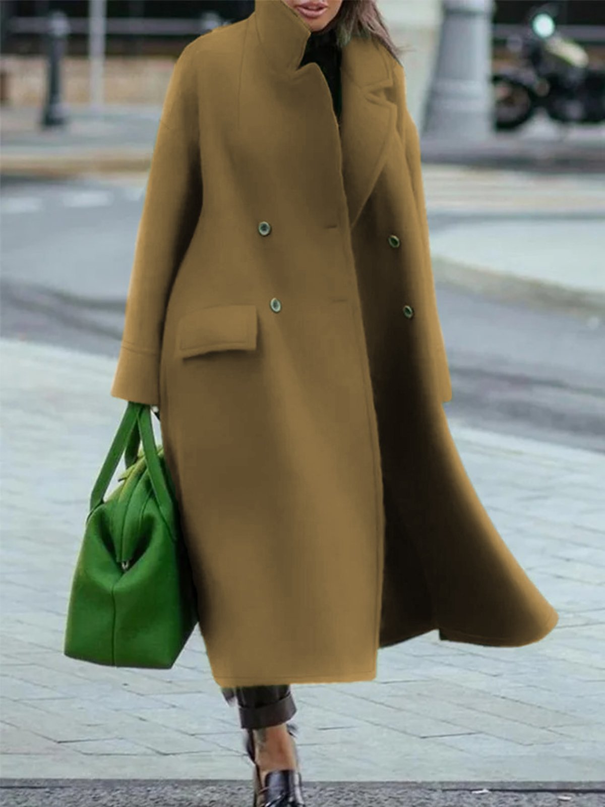 Street-Wave Double Breasted Coat For Women Elegant Winter Jacket With Timeless Chic