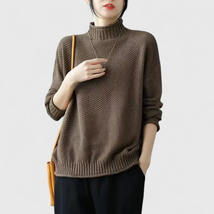 Women's Knit Sweater with Relaxed Fit and Soft Texture