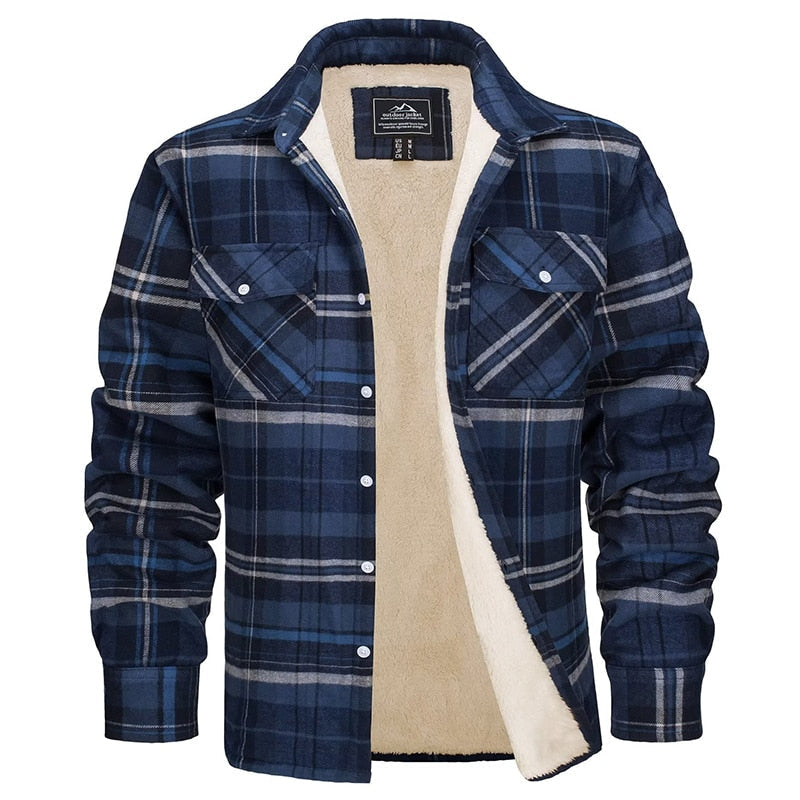 Jerome Fusion Flannel Jacket For Men Warm Cozy Plaid With Two Chest Pockets Inner Pocket And Button Cuffs