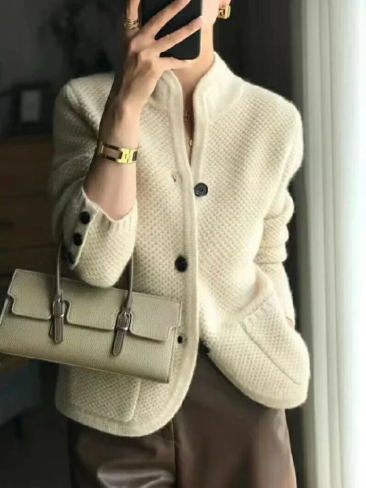 Street Wave Cashmere Vest For Women With Stand Collar Luxurious Warmth And Chic Style