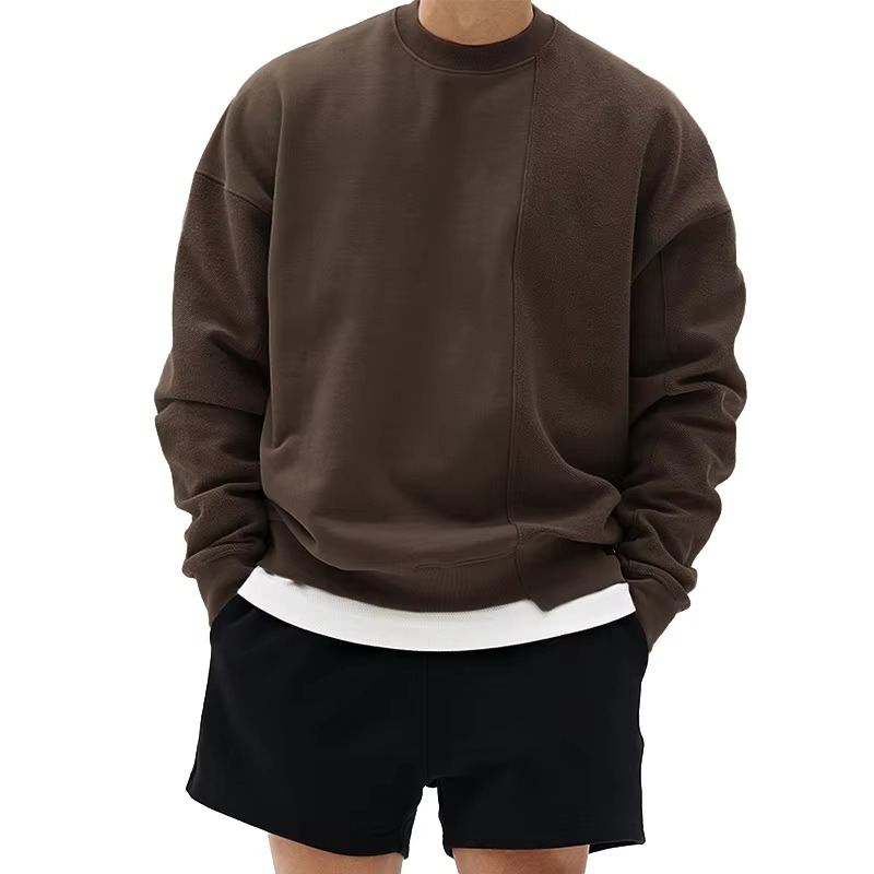 Men's Loose Fit Gym Hoodie Sweatshirt Crew Neck Long Sleeve Casual Pullover for Activewear by Street-Wave