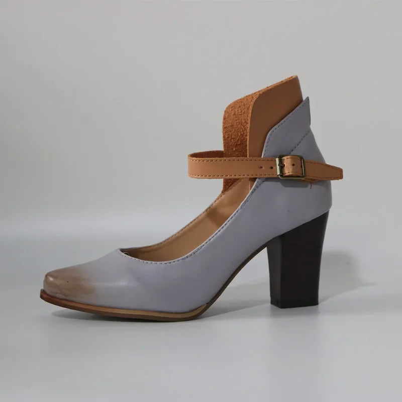 Orthopedic Pumps For Women Street Wave All Day Comfort Two Tone Heels Padded Insole Adjustable Strap