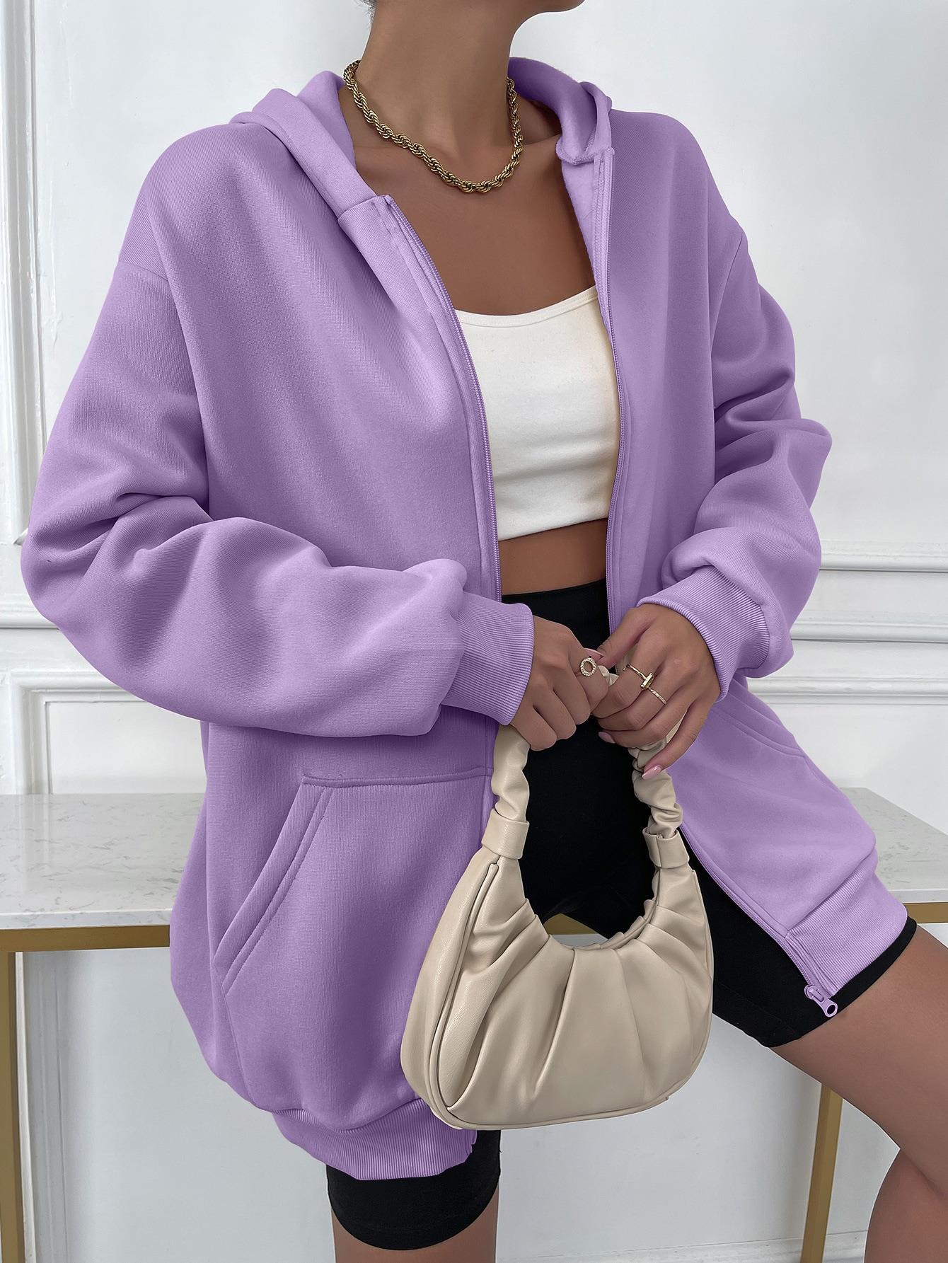 Street-Wave Hooded Zip Hoodie For Women - Cozy, Durable Everyday Outerwear With Pockets