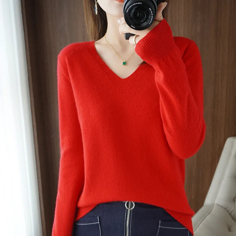 Streetwave V Neck Pullover For Women Cozy Knit Sweater Lightweight Warmth For Everyday Layering