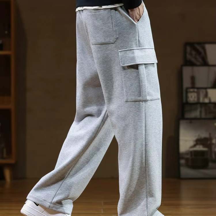 Mens Cotton Multi Pocket Drawstring Sweatpants Loose Straight Fit Up To 8XL Street-Wave