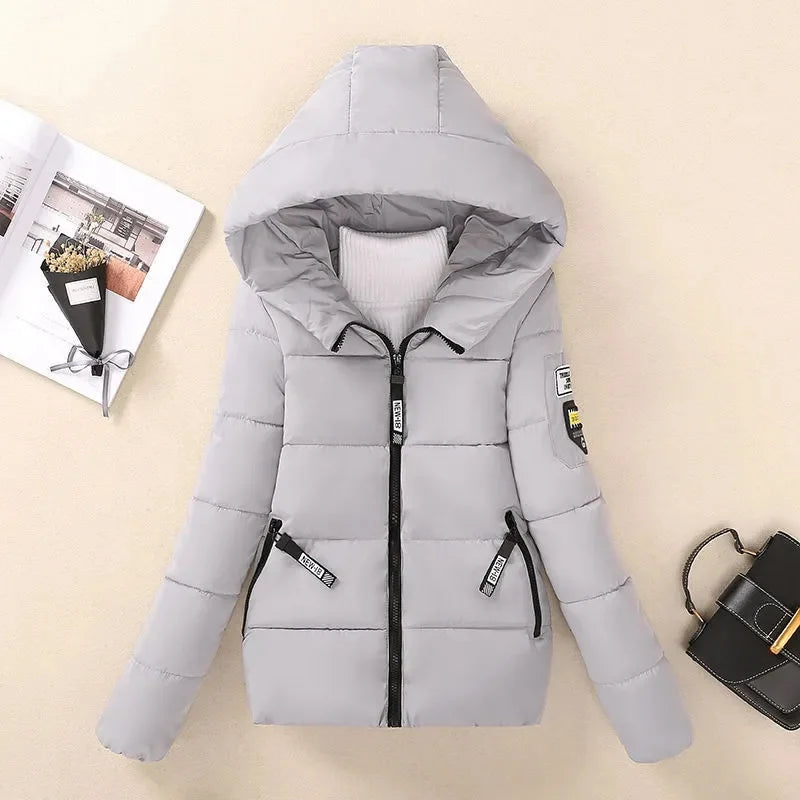 Street Wave Pink Hooded Puffer Parka For Women Warm Insulated Coat With Cozy Fit