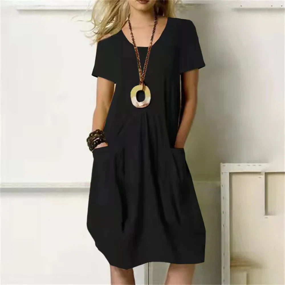 Sharon Womens Summer Dress Street Wave Breezy Cotton Linen