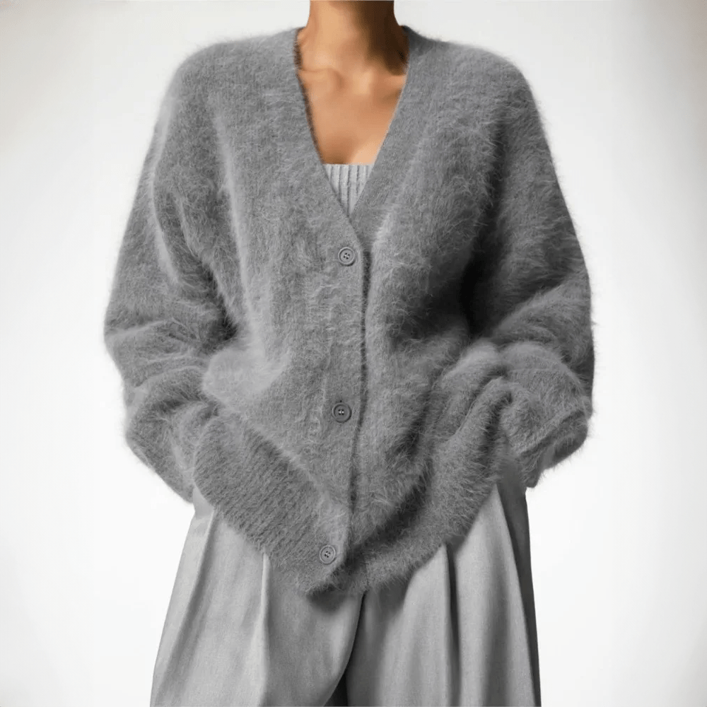 Street-Wave Womens Cozy Loose-Fit Cardigan With Elegant Silhouette And Soft Fluffy Knit