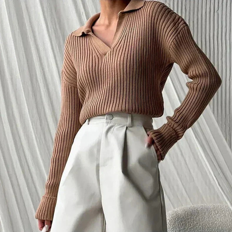 Street-wave Couture Knit Pullover for Women Luxurious Ribbed Sweater With Cozy Comfort And Style
