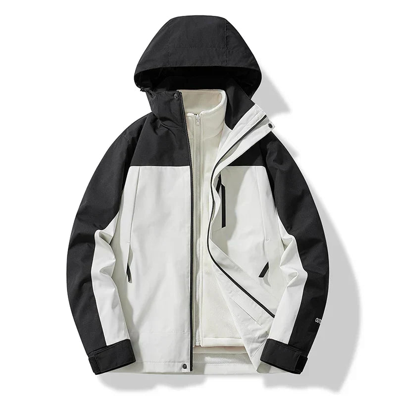 Street-wave Women's Ski Jacket With Hood Two-Tone Design For Outdoor Enthusiasts