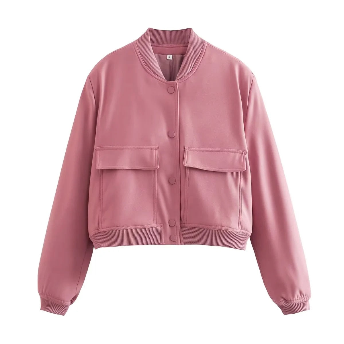 Street-wave Bomber Jacket With Zipper Detail For Women Modern Classic Streetwear