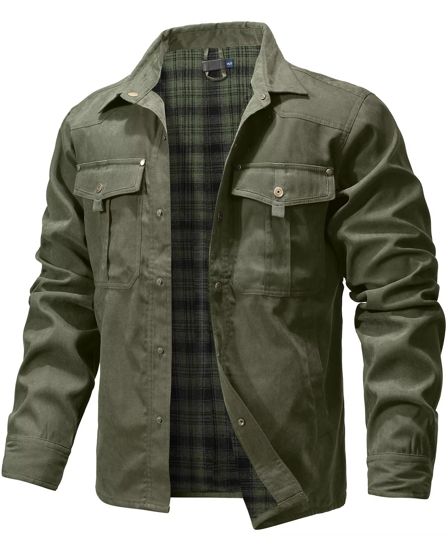 Men's Flannel Lined Shirt Jacket Western Style Overshirt With Snap Button Closures For All Seasons Street-Wave