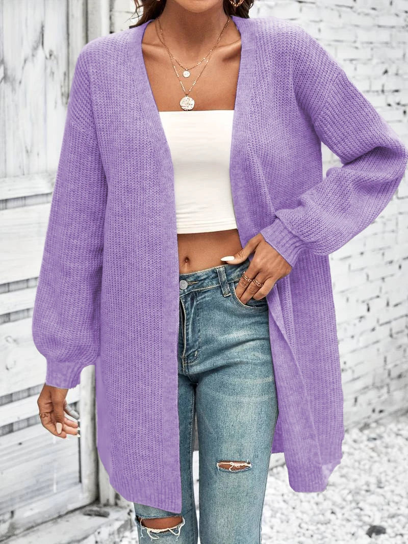Street-wave Long Cardigan For Women Cozy Knit Gray Layering Essential For Stylish Comfort