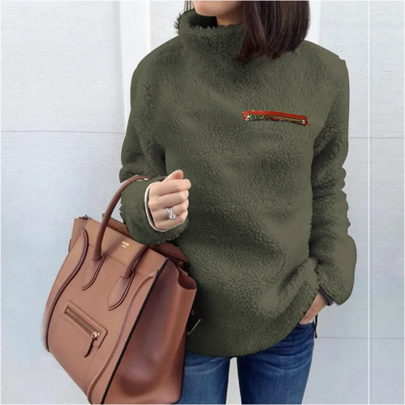 Street-wave Silvija Women's Cozy Fleece Winter Pullover For Elegant Versatile Comfort And Warmth