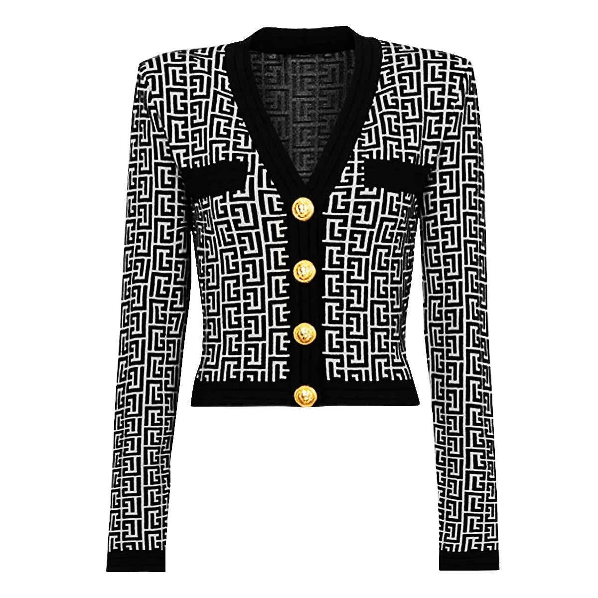 Street-Wave Geometric Knit Cardigan For Modern Women With Flattering Fit And Lightweight Comfort