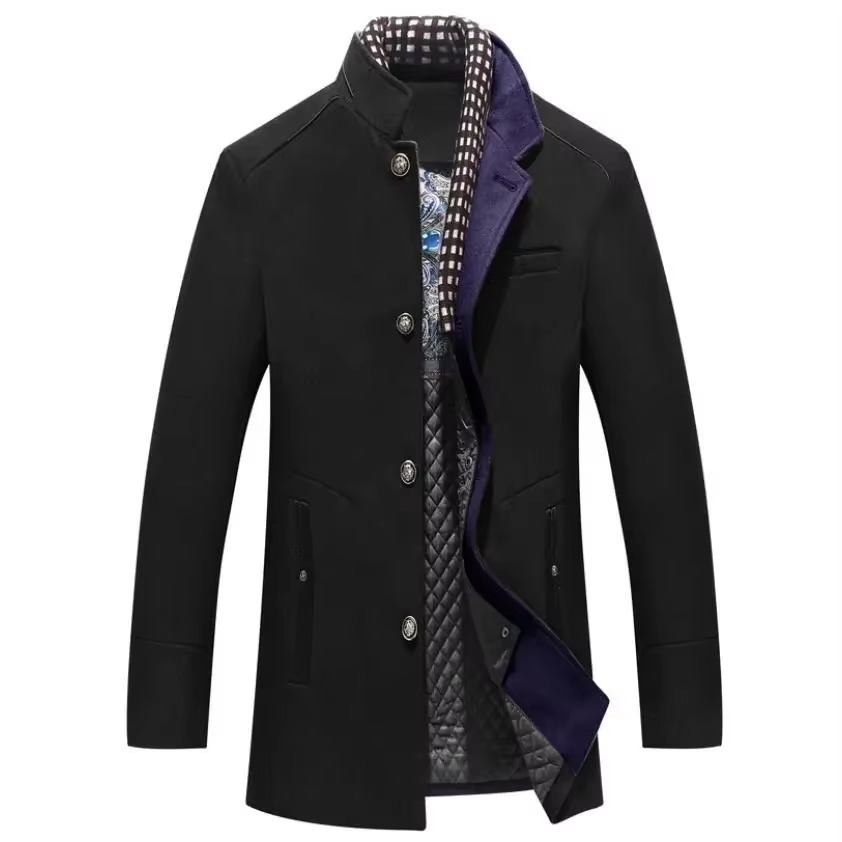 Men's Wool Blend Overcoat With Scarf Collar For Fall And Winter Outerwear By Street-Wave