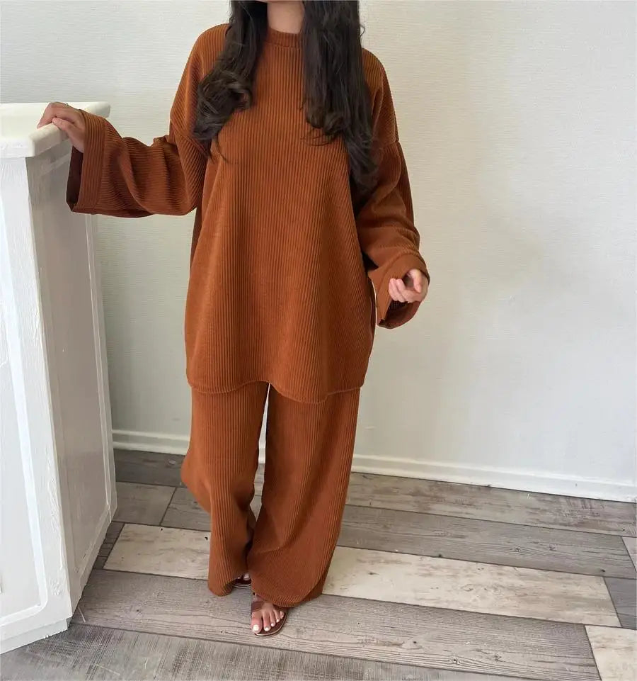 Streetwave Corduroy Two Piece Set For Women Cozy Warmth And Effortless Chic For Autumn Winter