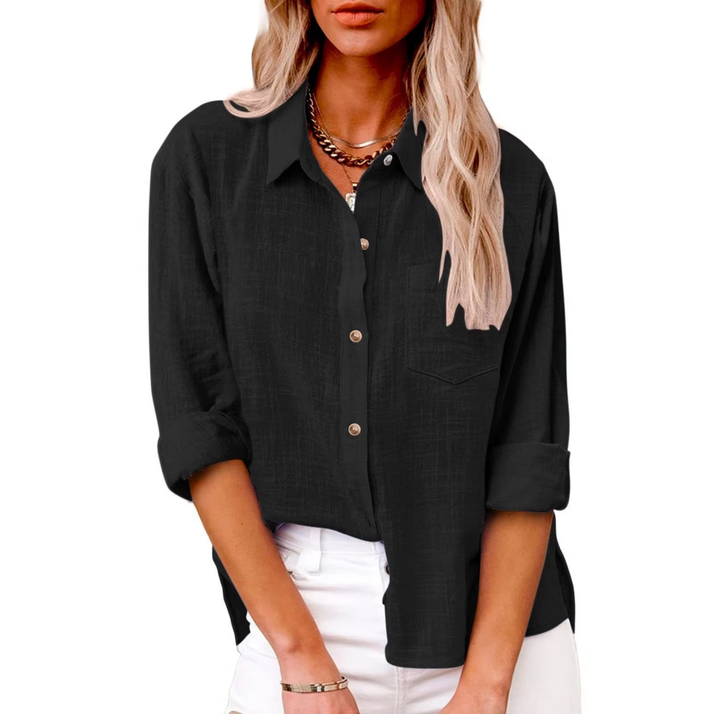 Cotton Linen Long Sleeve Women’s Casual Blouse for Spring 2025