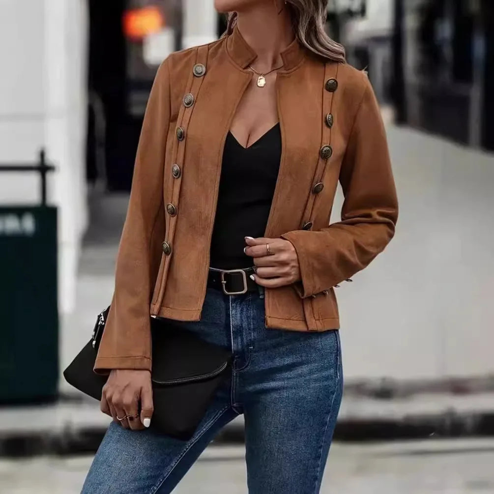 Street-Wave Allison Velvet Double-Breasted Jacket Unisex Cozy Tailored