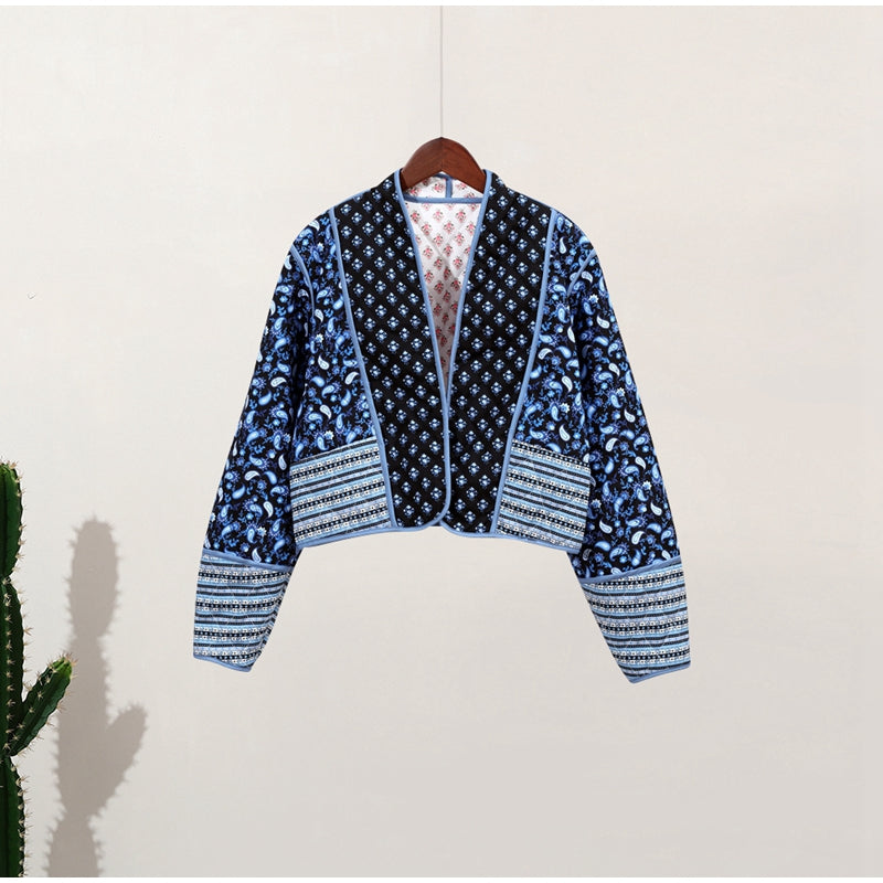 Streetwave Floral Quilted Jacket For Women Chic Cropped Bomber Style Pink Flower Pattern