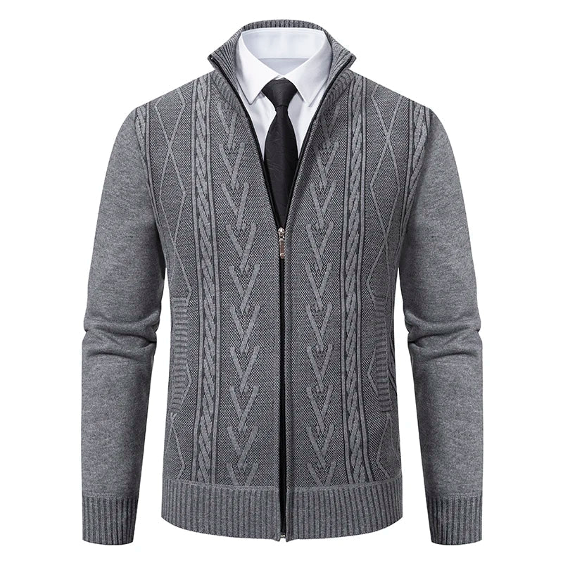 StreetWave Mens Cardigan Sweater Slim Fit Wool Knit Full Zip Layering Essential