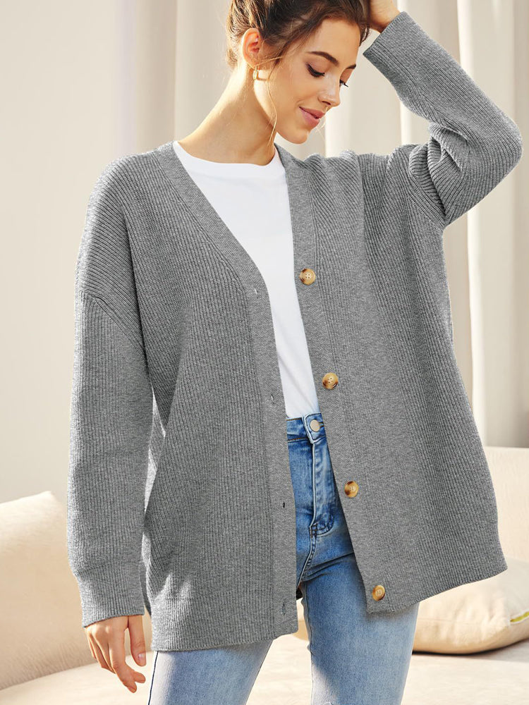 Street-wave Knitted Autumn Cardigan Vest For Women Cozy Button Front Versatile Office Casual
