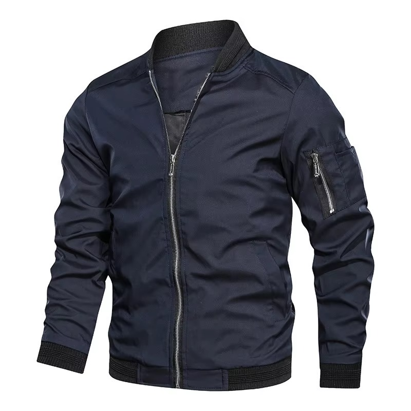 Men's Lightweight Bomber Jacket Windbreaker With Zip Up Front Pockets Casual Everyday Wear