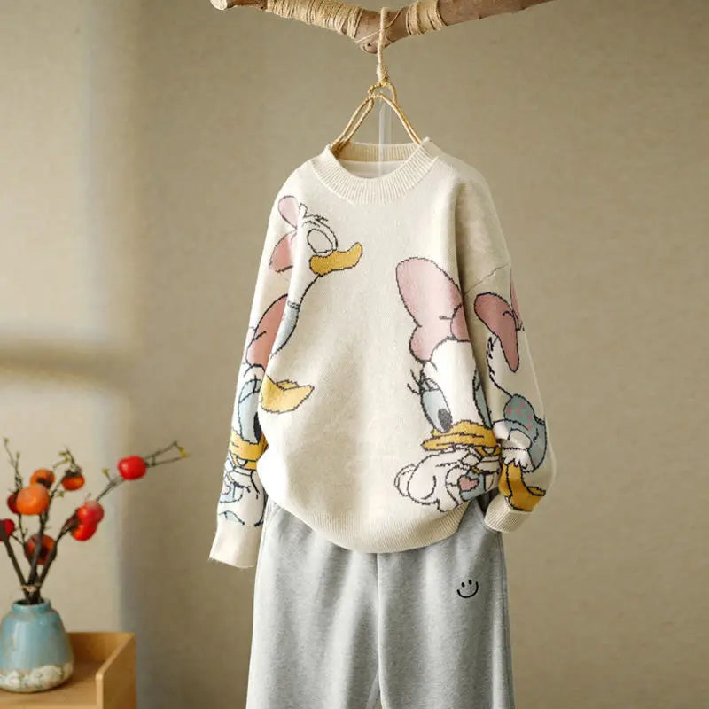 Mireya Cozy Winter Pullover By Street-Wave For Women Soft Knit Playful Duck Graphic Effortless Style
