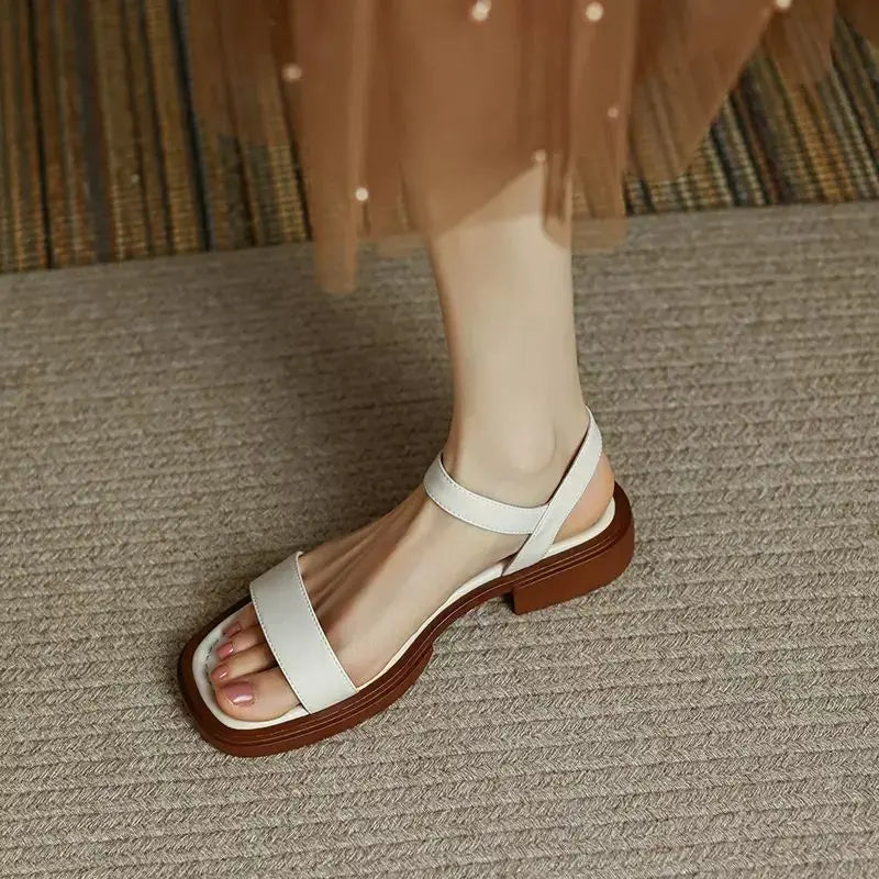 Women's Slip-On Sandals with Buckle Detail and Easy Fit