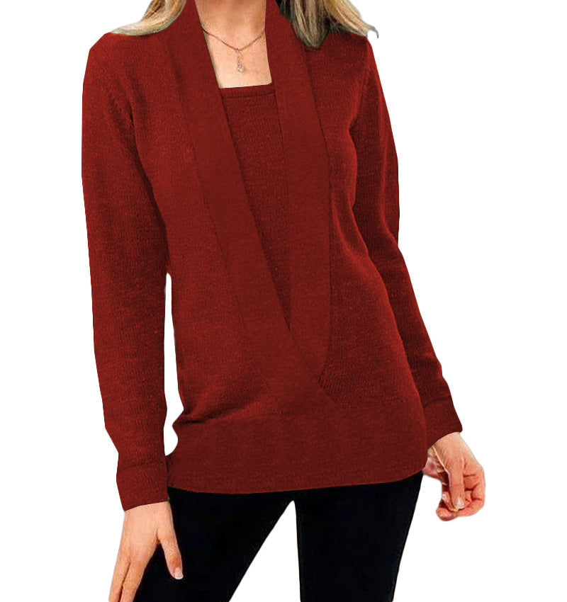 Street Wave Soft Knit Sweater Deep V Neck for Women Versatile Elegant Everyday Wear