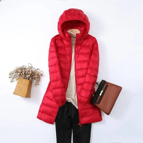 Street Wave Lightweight Puffer Jacket With Removable Hood Longline Quilted Coat For Urban Explorers