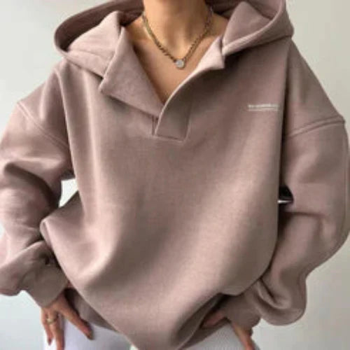 Street-wave Hooded Sweatshirt For Women Effortless Casual Chic With Oversized Comfort