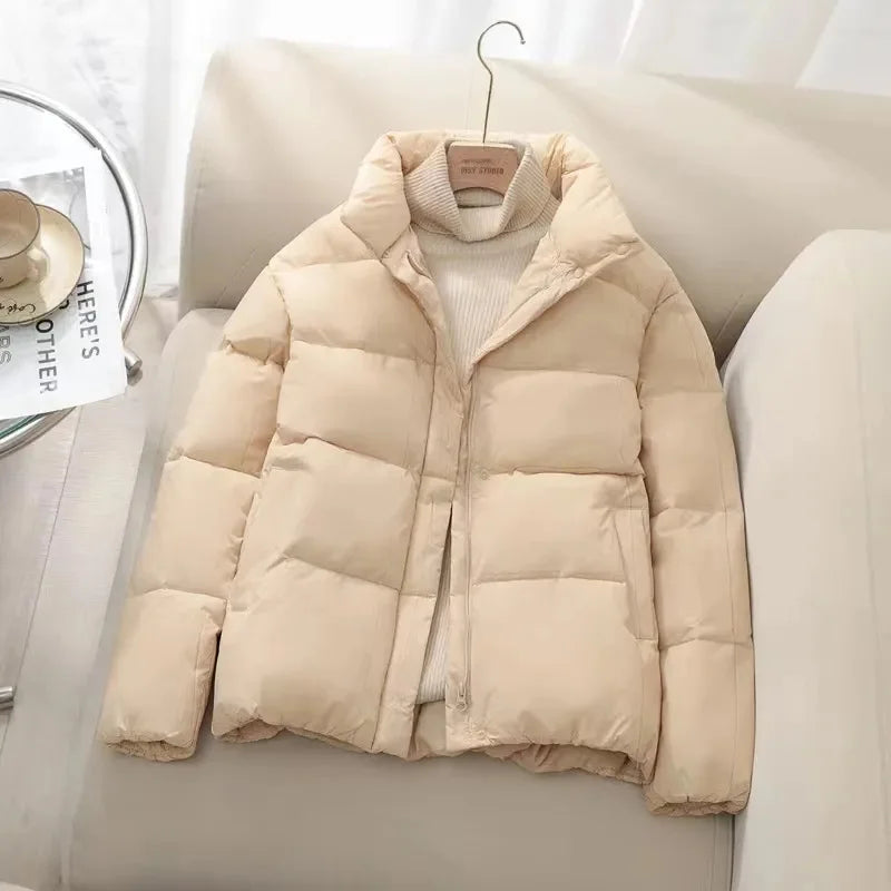 Street-wave Puffer Jacket Insulated Quilted Warmth High Collar Zipper For Women Everyday