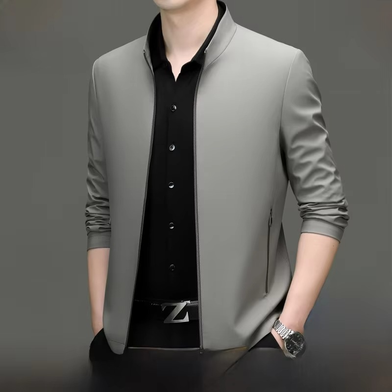 Street-Wave Mens Silk Blend Jacket Loose Fit With Straight Hemline For Effortless Polished Style