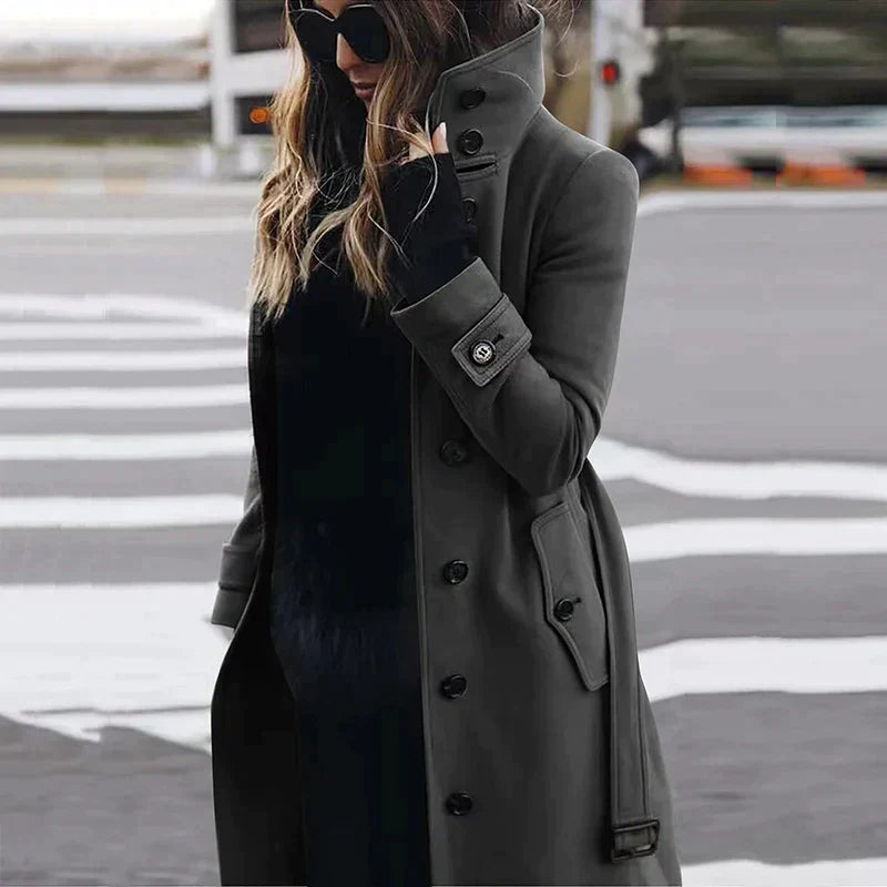Street Wave Red High Collar Trench Coat Waterproof Outdoor Outerwear For Women Adventurers