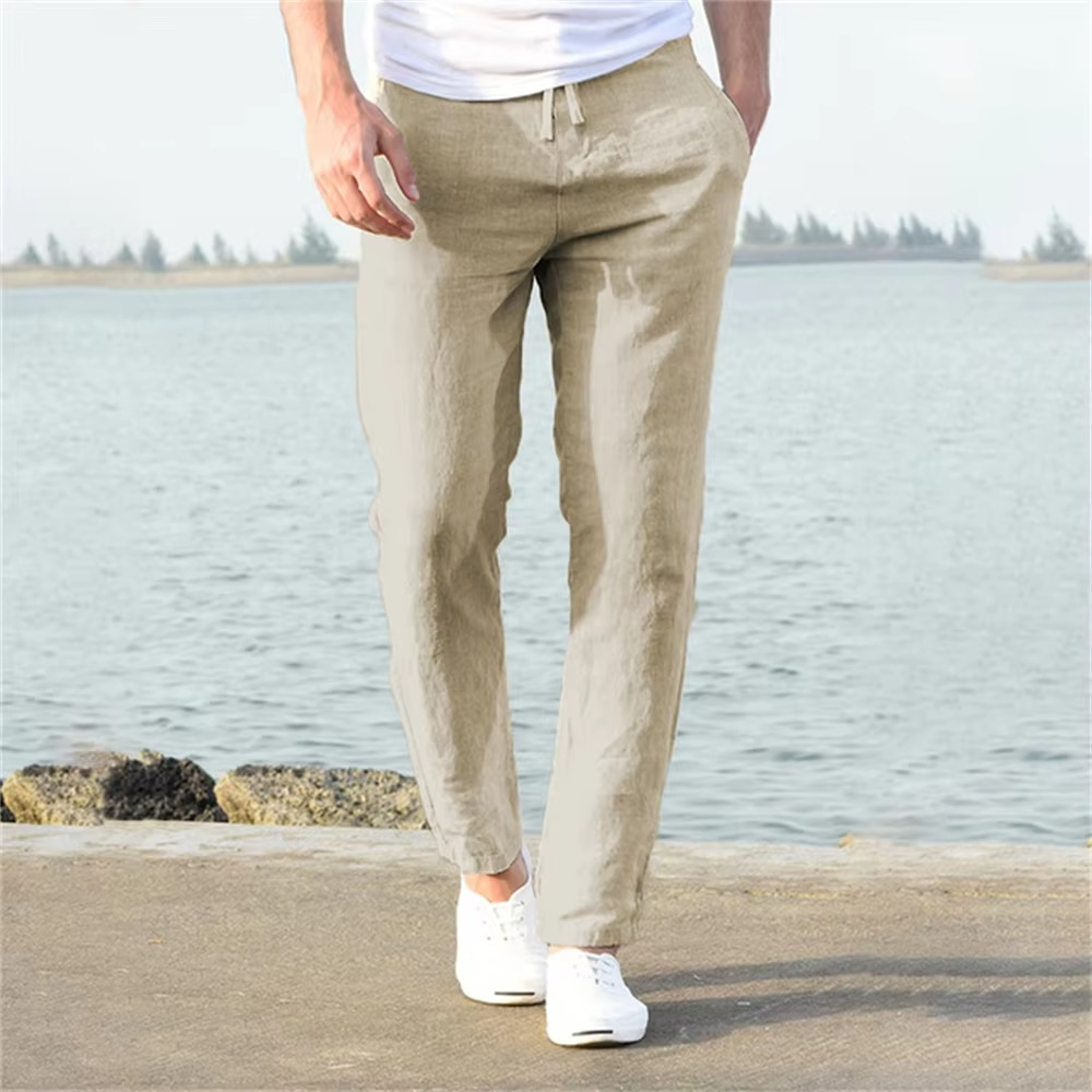 Street-Wave Mens Cotton Linen Pants For Everyday Comfort And Style Breathable Lightweight All Day Wear