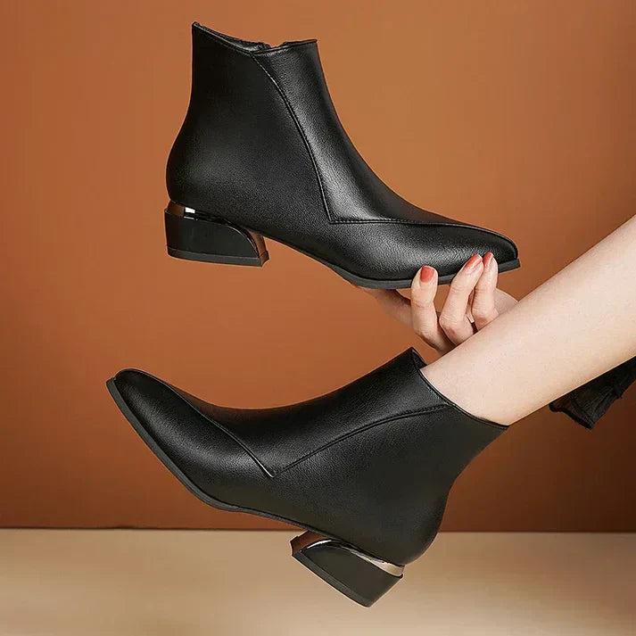 Street-wave Zip Ankle Boots With Block Heel For Women Elegant All Day Comfort Versatile For Day Or Night
