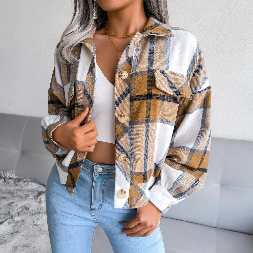 Street-Wave Striped Wool Coat For Women Warm Cozy Comfort With Classic Plaid Look
