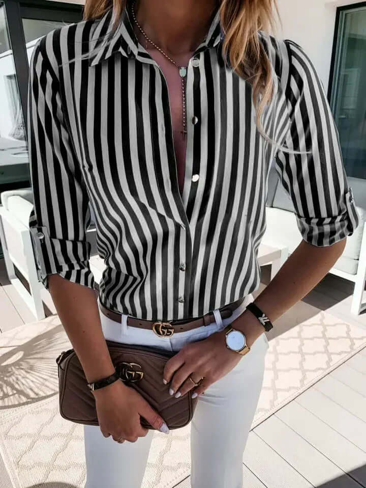 Street Wave Nautical Striped Blouse for Women Ultra Comfortable Easy Care Durable