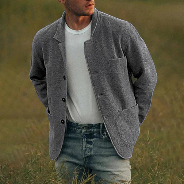 Street-wave Mens Knit Cardigan With Lapel For Fashion Forward Men Versatile Modern Blazer