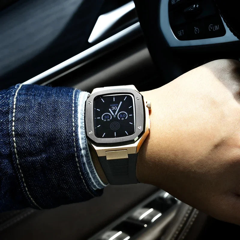 The Executive Stainless Steel Apple Watch Mod by Street-Wave Craftsmanship Shock Resistant Design Durable Rubber Band
