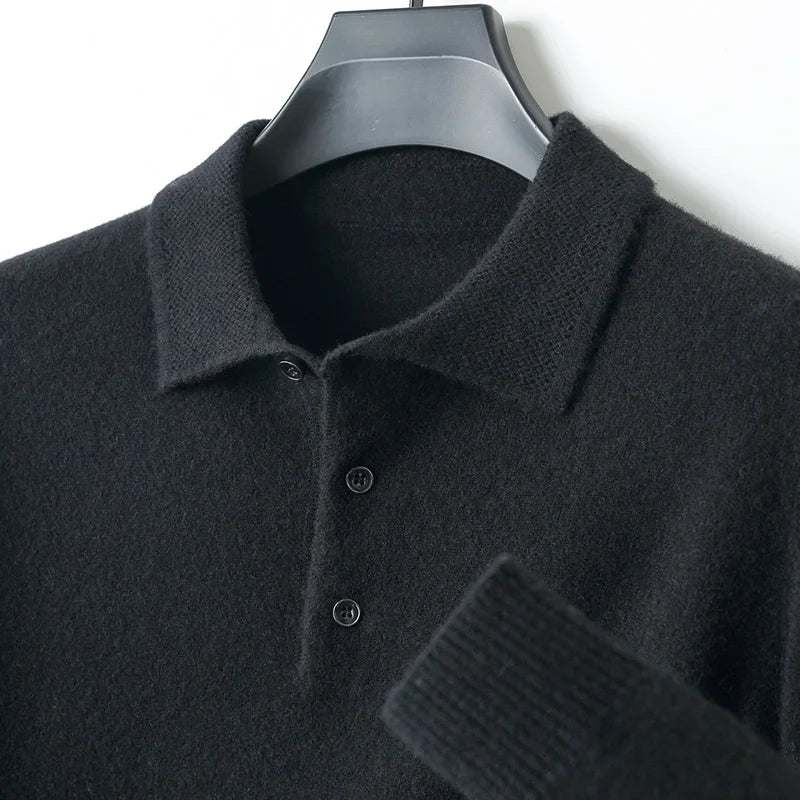 Street-Wave TrueWool 100 Percent Merino Polo Shirt Lightweight Breathable Classic Collar For Men Loose Fit