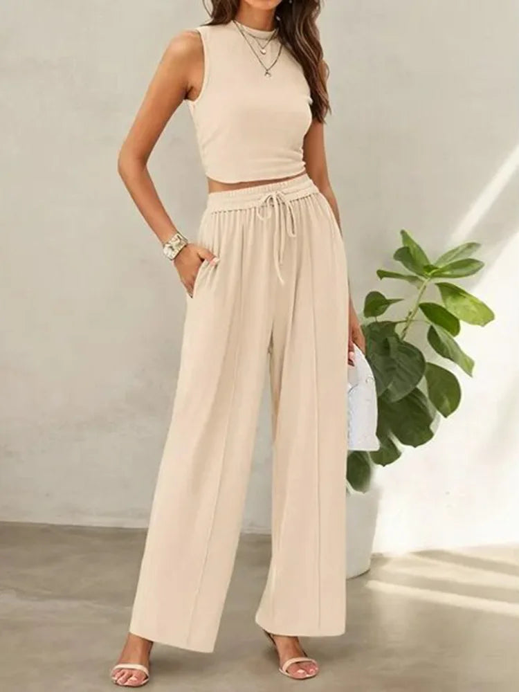 Street-Wave Lena Summer Two-Piece Pants Set Women Breathable
