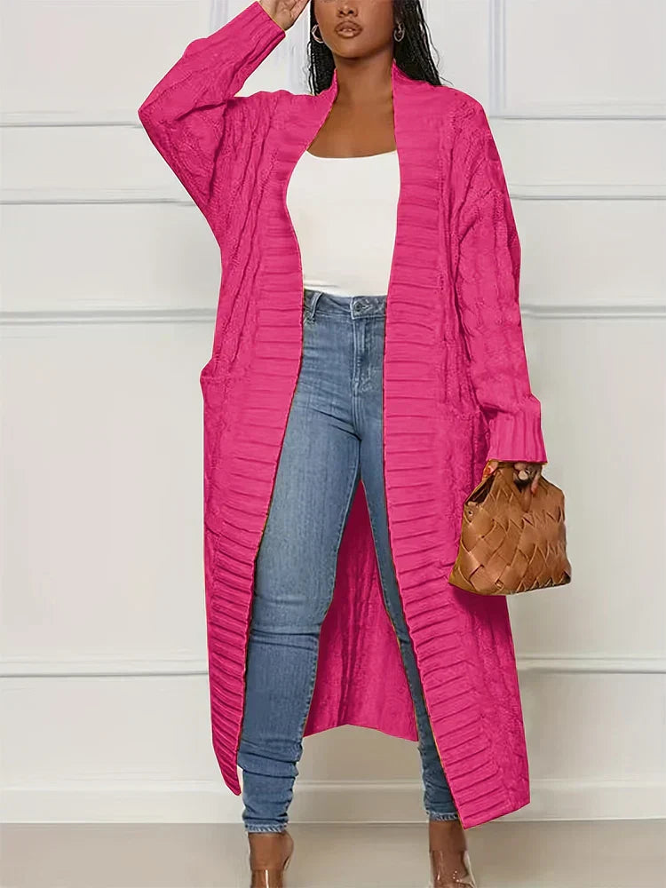 Street Wave Long Quilted Cardigan For Women Vibrant Green Cozy Comfort Elegant Everyday Layer
