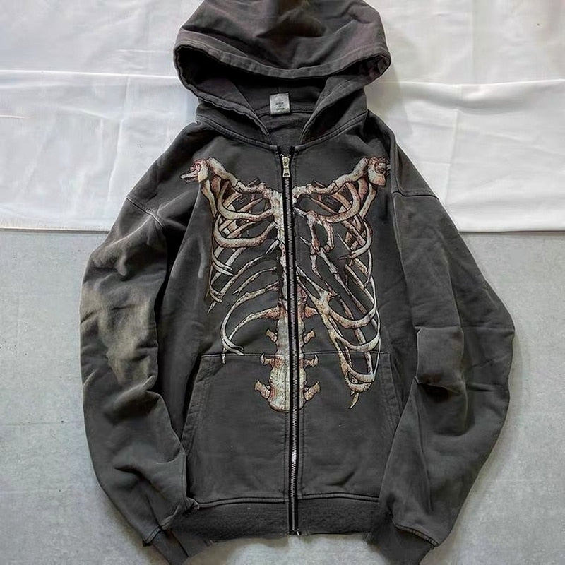 Streetwave Gothic Skeleton Hoodie For Women Bold Modern Streetwear Comfort And Confidence